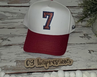 Red Custom Number Hat, Personalized Embroidered Baseball Cap, Sports Mom Gift, Team Number Snapback, Baseball Mom Hat, Game Day Cap