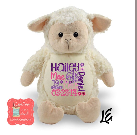 Personalized Lamb Stuffed Animal Personalized Baby Gift Etsy
