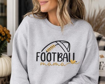 Football Mama Embroidered Sweatshirt, Football Mom Crewneck or Hoodie, Game Day Mama Shirt, Football Season Mom Gift, Sports Mom Pullover