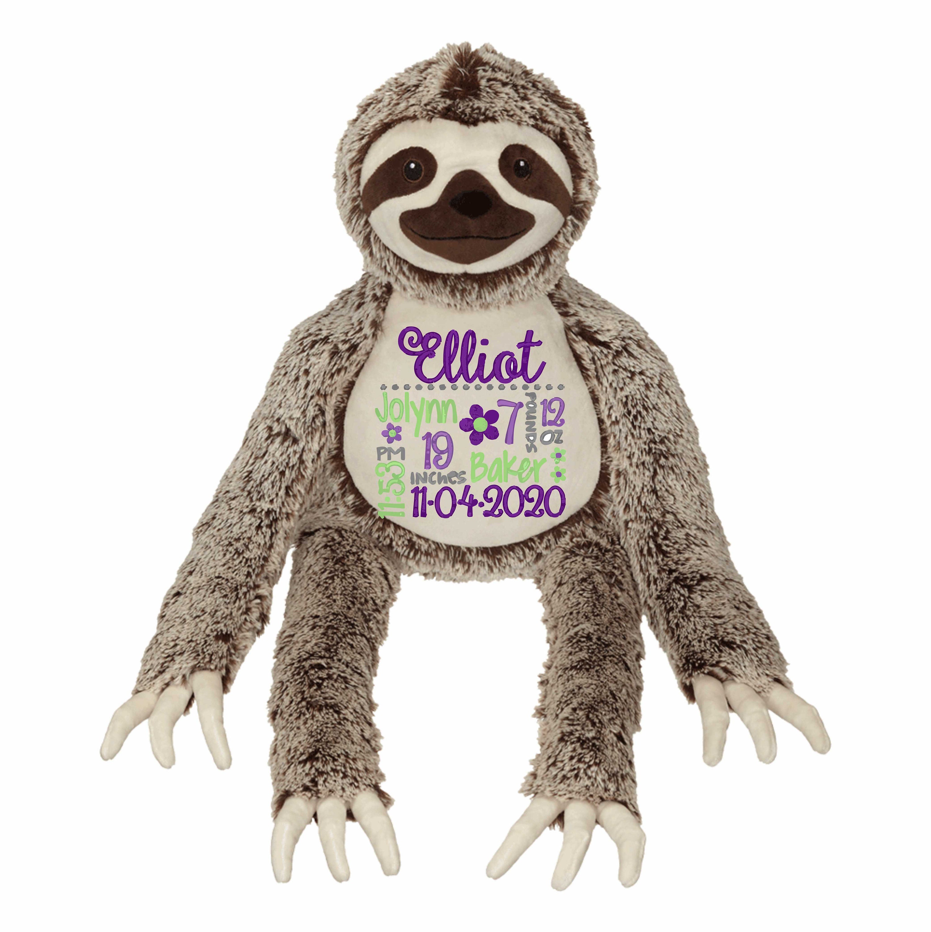 Personalized SLOTH stuffed Animal Personalized Baby Gift | Etsy