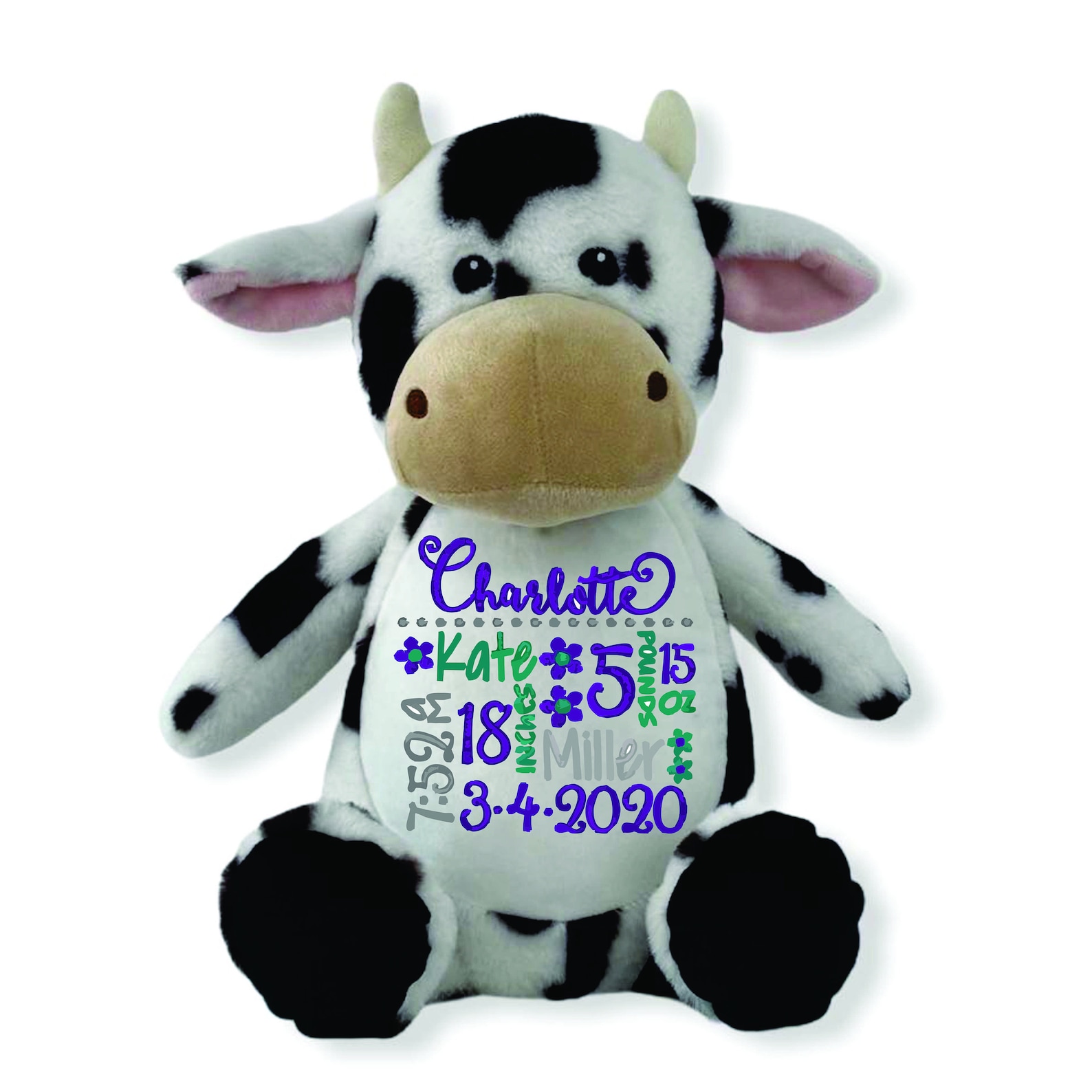 Personalized Cow Stuffed Animal Personalized Baby Gift Etsy