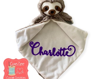 Personalized Sloth Lovey Blanket, Personalized Baby Gift, Birth Announcement Gift, Baby Gift, Little Elska, Security Blanket, Blankie