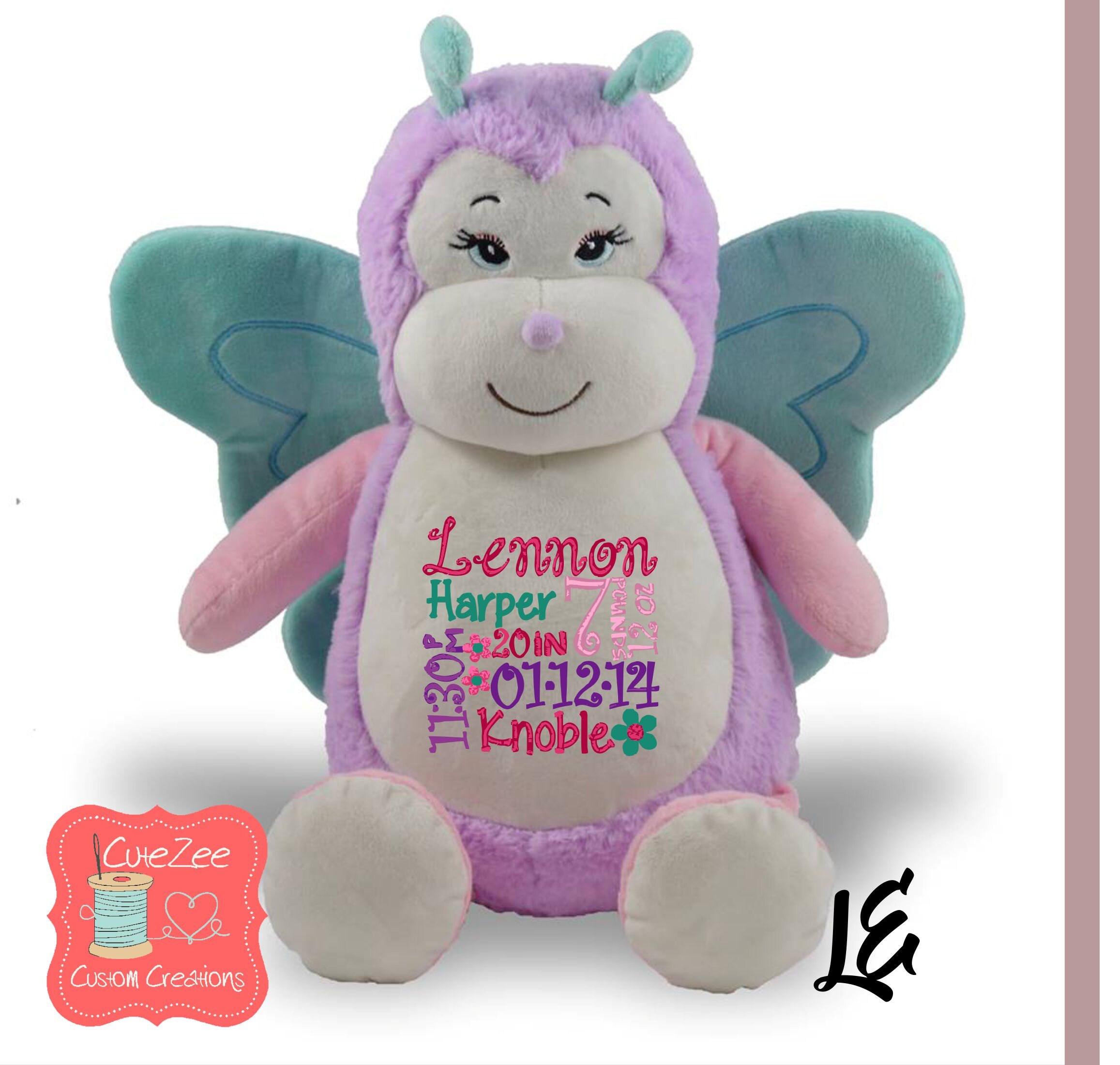 Personalized Butterfly Stuffed Animal Personalized Baby Gift Etsy