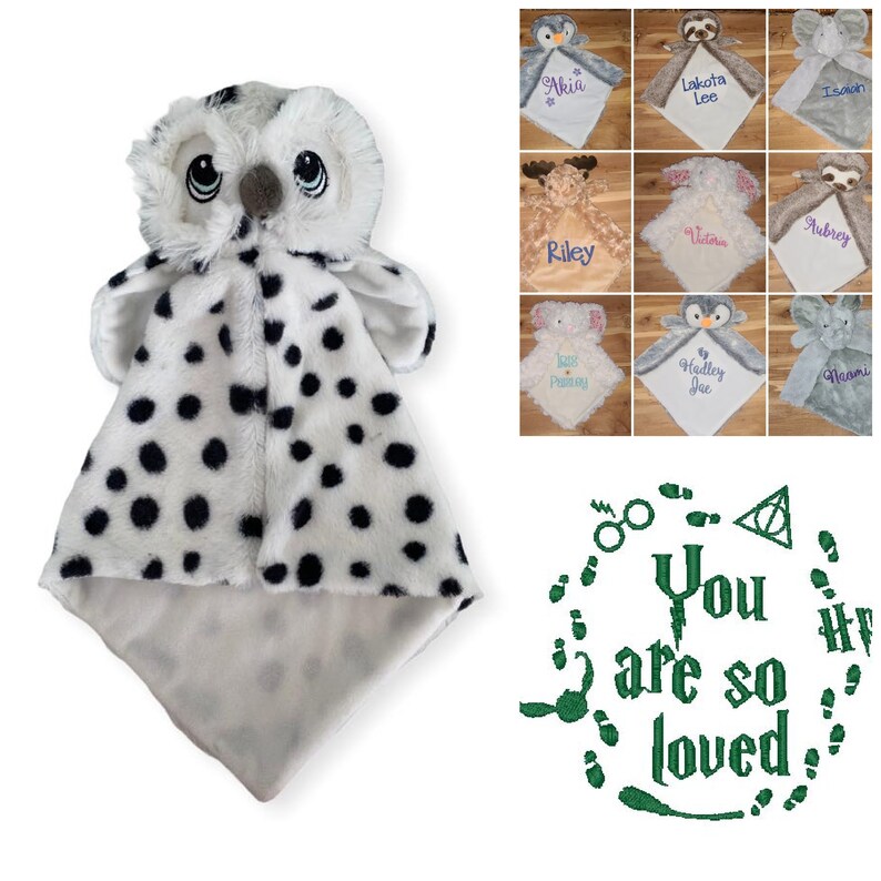 Búho de peluche personalizado, recuerdo bordado para anunciar el nacimiento