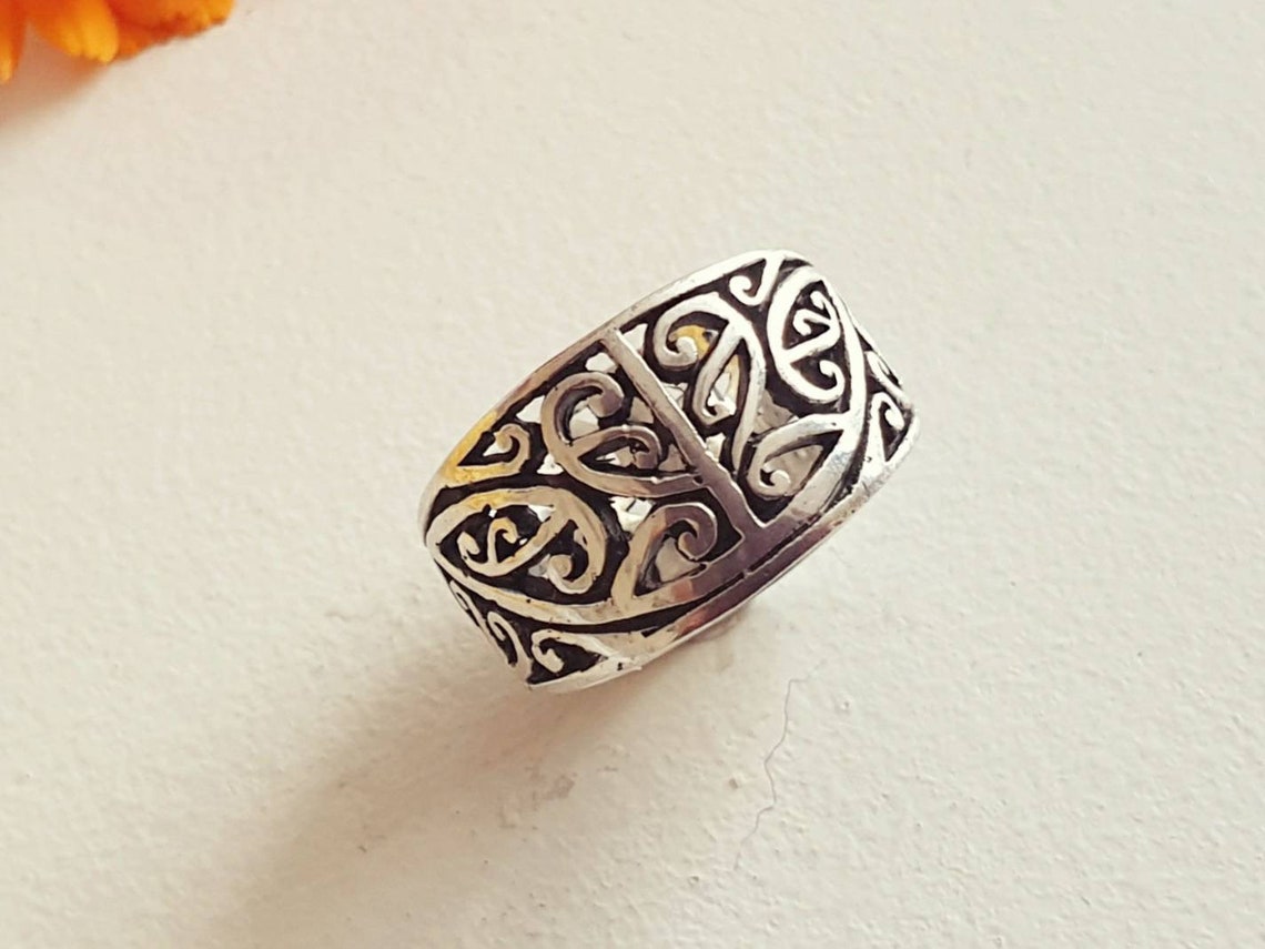 Silver filigree ring Sterling silver band gift from New - Etsy 日本
