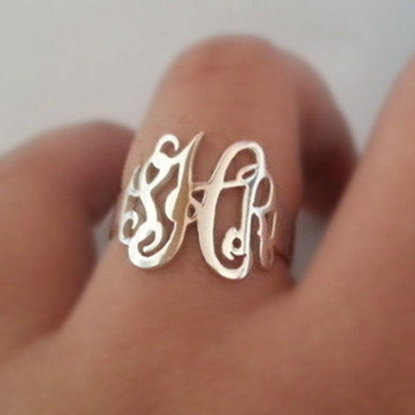 Monogrammed gifts, Monogram ring,sterling silver monogram ring gift,Personalized Monogram - christmas gifts