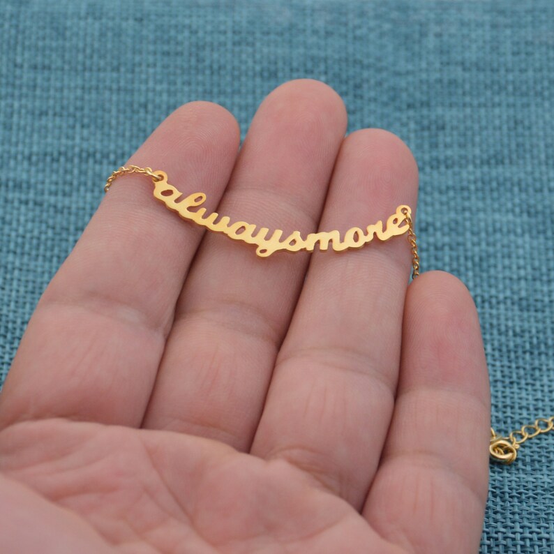 Customized Gold Word Necklacesentence Necklacepersonalized Etsy