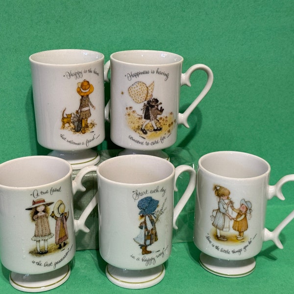 Holly Hobbie Pedestal Coffee 8 oz Mugs You Pick... - 70s Vintage