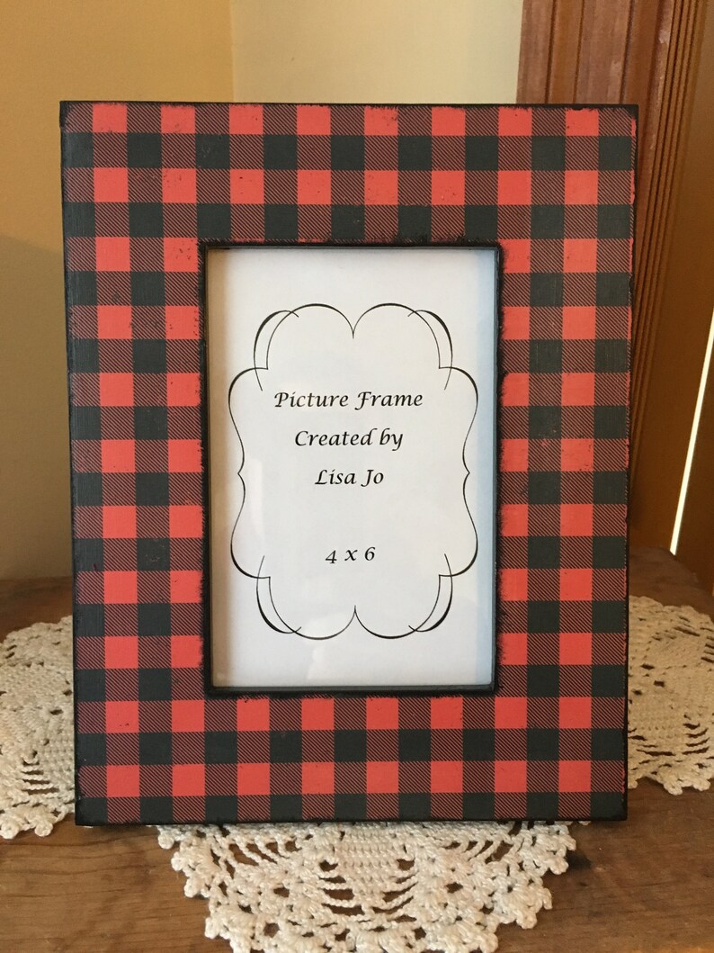 4 x 6 Red and Black Buffalo Plaid Decoupage Picture Frame Etsy