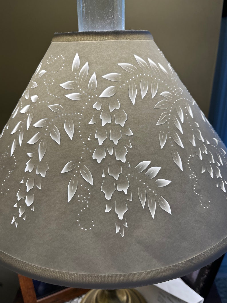 Cut and Pierced Wisteria Chimney Top or Clip Top Lampshade image 3