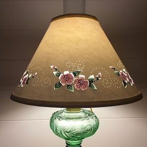 Cut and Pierced Watercolor Painted Pink Floral Border Pattern Chimney Top or Clip Top Lampshade