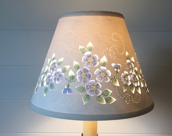 Cut and Pierced Forget-me-not Floral Clip Top or Chimney Top Lampshade