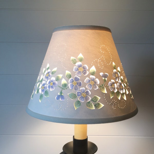 Cut and Pierced Forget-me-not Floral Clip Top or Chimney Top Lampshade