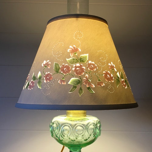 Cut and Pierced Pink Floral Clip Top or Chimney Top Lampshade