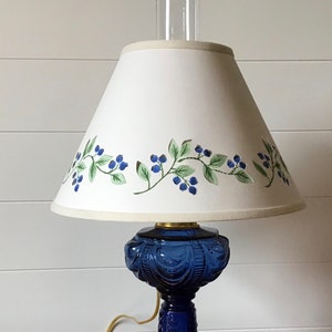 Cut and Pierced Watercolor Painted Blueberry Border Chimney Top or Clip Top Lampshade image 7