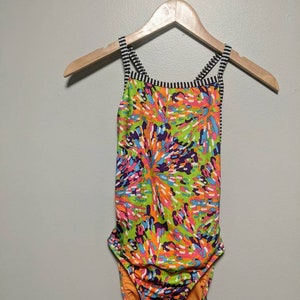 Vintage 90s Abstract One Piece/Swimsuit/90s swimwear/Multicolor image 6