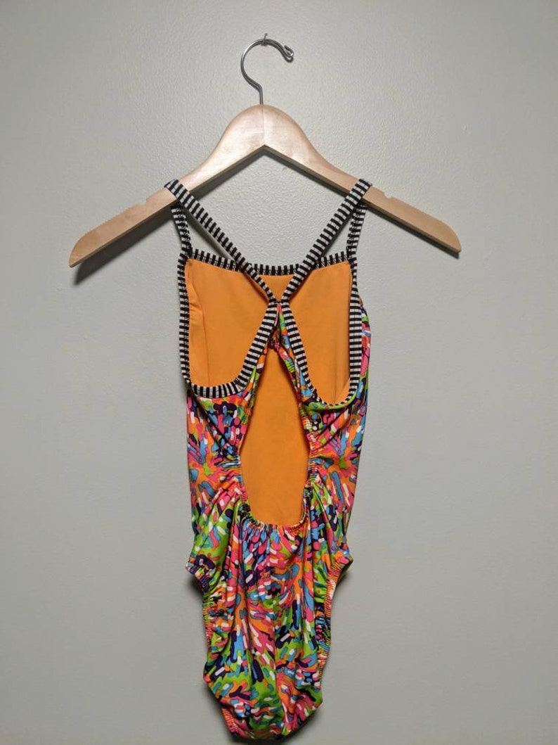 Vintage 90s Abstract One Piece/Swimsuit/90s swimwear/Multicolor image 7