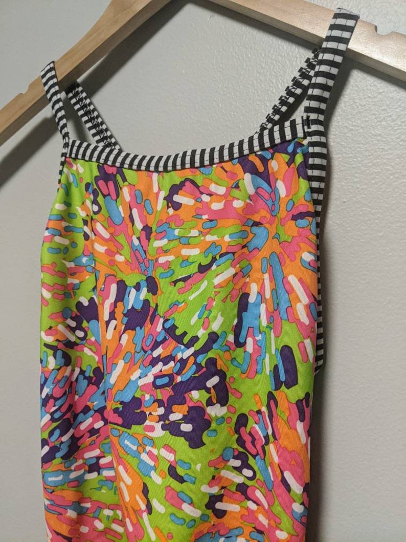 Vintage 90s Abstract One Piece/Swimsuit/90s swimwear/Multicolor image 4