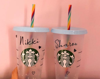 Personalised Starbucks Inspired Colour Changing Cup, Starbucks Colour Changing Confetti Cup, Starbucks Confetti Cup, Confetti Cold Cup