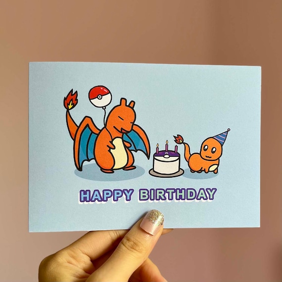 Carte d'anniversaire Pokémon Joyeux anniversaire Jolie carte d'anniversaire  Carte Dracaufeu Carte Salamèche -  France