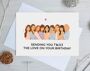Twice Birthday Card, Twice Kpop Greeting Card, Tzuyu Momo Nayeon Sana Mina Jihyo Dahyun, Jeongyeong Chaeyoung Birthday Card, JYP, A6