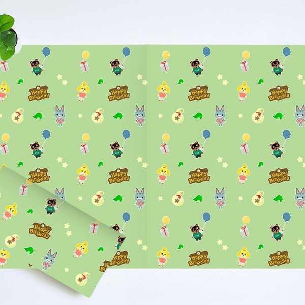 Animal Crossing Wrapping Paper | Animal Crossing Gift Wrap | Tom Nook Gift Wrap | Tom Nook Wrapping Paper | Isabelle Wrapping Paper