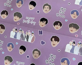 BTS Birthday Wrapping Paper | BTS Gift Wrap | Kpop Wrapping Paper | Bts Wrapping Paper | Jungkook Jimin Taehyung Suga JHope RM Jin