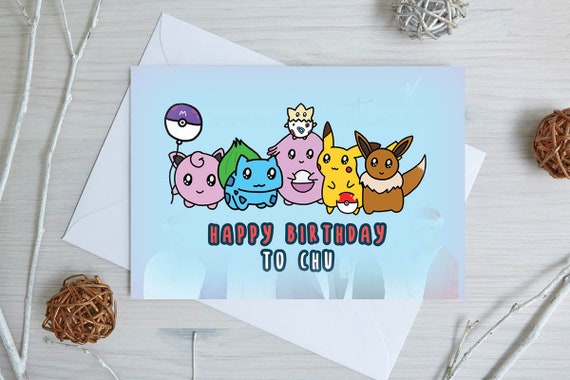 Tarjeta de cumpleaños Pokémon - 'Feliz cumpleaños' / Tarjeta de cumpleaños  linda / Tarjeta Pikachu / Bulbasaur