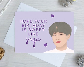 BTS Birthday Card | Bts Suga Birthday Card | BTS Yoongi Birthday Card | Bts Card For Girlfriend | Bts Card for Best Friend | Suga BTSCard