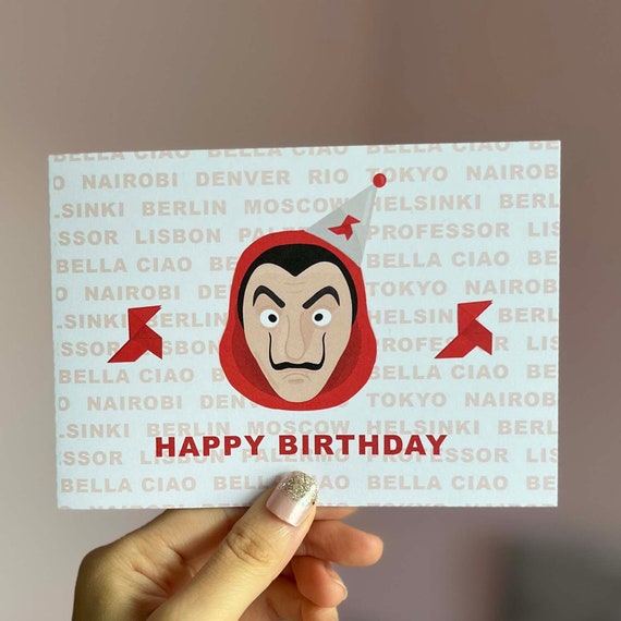 Tarjeta de cumpleaños de La Casa de Papel Tarjeta de cumpleaños de Bella  Ciao Tarjeta de cumpleaños de La Casa de Papel Tarjeta de cumpleaños