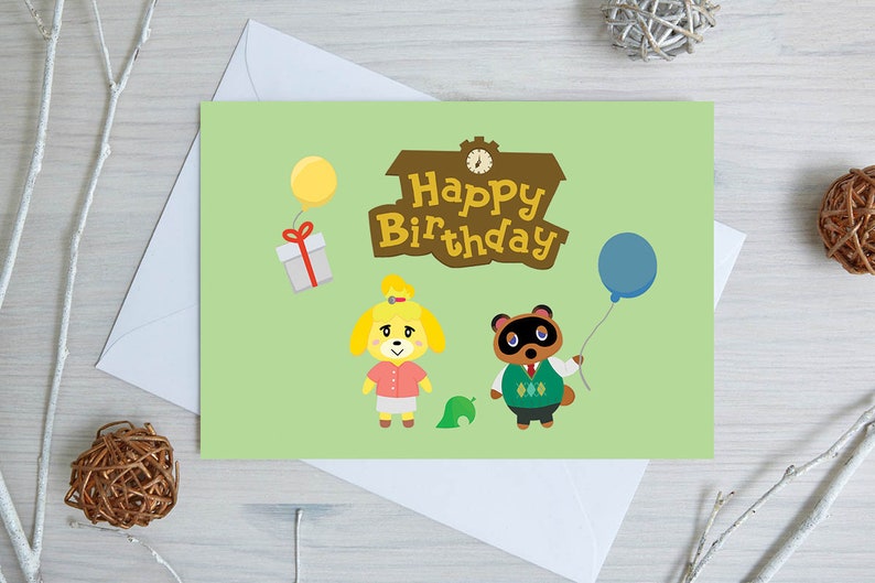 Animal Crossing Birthday Card Isabelle Birthday Card Tom Etsy UK