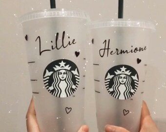 Personalised Starbucks Inspired Cup, Personalised Starbucks Cold Cup, Custom Starbucks Cup, Personalised Coffee Cup, Starbucks Cup Hearts