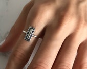 Rectangle Ring For Women, Sterling Silver Vintage Ring, Simple Ring, Boho Ring, Everyday Ring, Thin Ring, Delicate Ring, Valentines Gifts