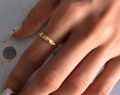 Vintage Style Gold Plated Signet Ring For Women, Valentines Gifts