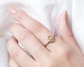 Dainty Ornate Ring, Vintage Style Ring, Gold Plated Ring, Casual Ring, Thin Ladies Ring, Delicate Ring, Everyday Ring, Small Bohemian Ring