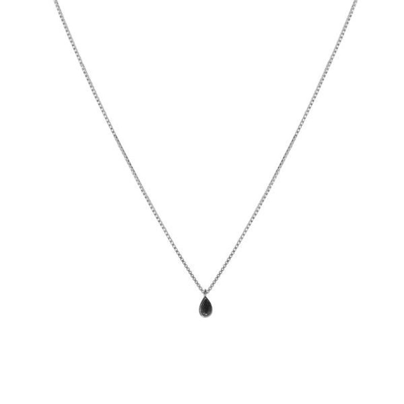 Tiny Black Crystal Necklace Silver Necklace Minimalist - Etsy