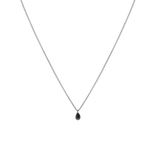 Tiny Black Crystal Necklace Silver Necklace Minimalist | Etsy