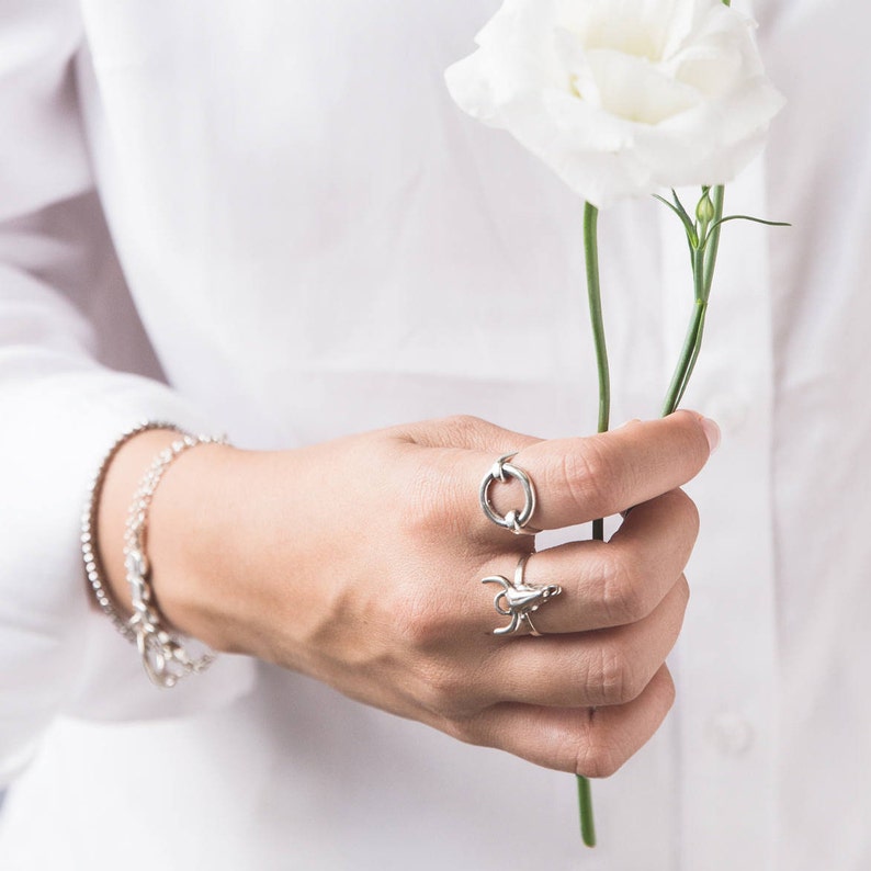 Valentines Gifts For Women Silver Circle Ring Silver Statement Ring Geometric Ring Rings For Women Statement Circle Ring
