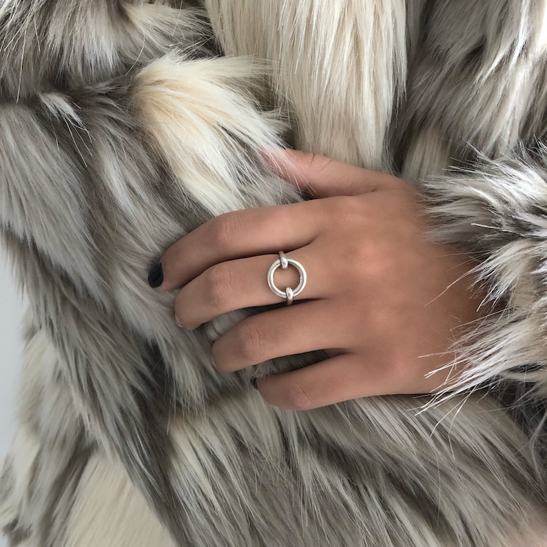 Valentines Gifts For Women Silver Circle Ring Silver Statement Ring Geometric Ring Rings For Women Statement Circle Ring