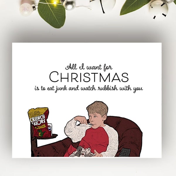 Home Alone Macaulay Culkin Christmas Card: All I Want For Christmas Is To Eat Junk And Watch Rubbish With You