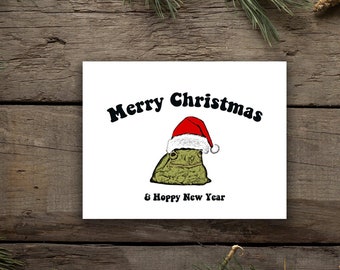 Merry Christmas And Hoppy New Year Cute Santa Frog Holiday Card