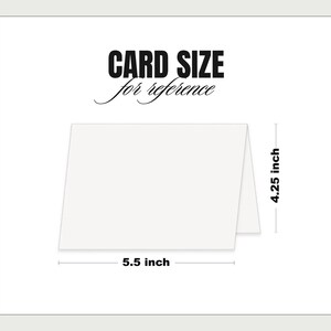 May include: A white folded card with dimensions labeled. The card is 5.5 inches wide and 4.25 inches high. Text at the top reads "CARD SIZE for reference".