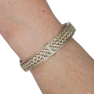 Handmade Argentium Silver Woven Bracelet: Braided Cuff Bangle
