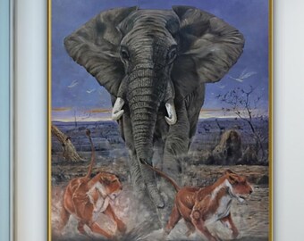 Elephant painting Art work painting oil painting on canvas.