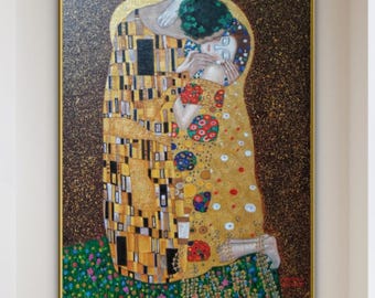 The Kiss - Gustav Klimt hand-painted oil painting,Art Nouveau