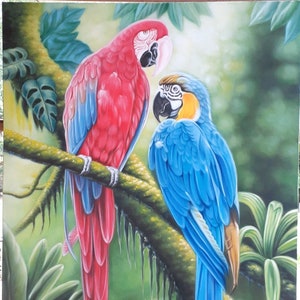 Parrot painting Art work painting oil painting on canvas.
