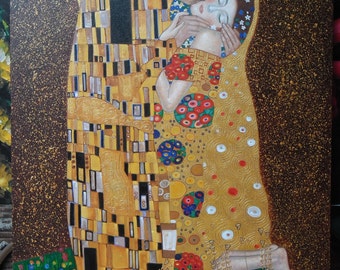 The Kiss - Gustav Klimt - Reproduction painting oil painting on canvas.