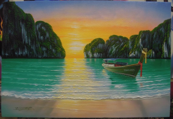 Phi Phi Inseln Malerei Olgemalde Auf Leinwand 60x40 Cm Etsy