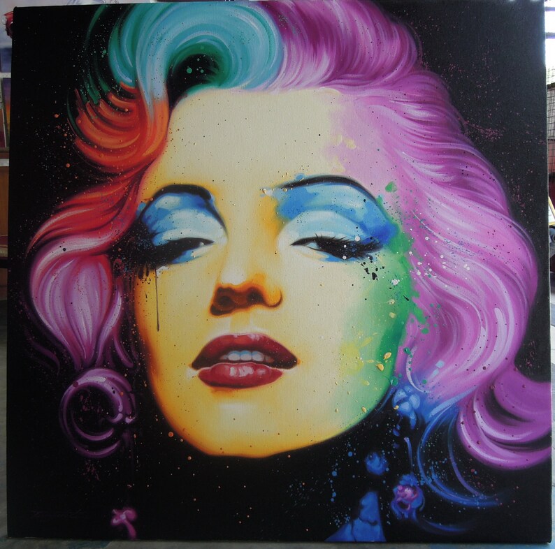 Marilyn Monroe Colorful Face Painting Oil On Canvas Image 0
