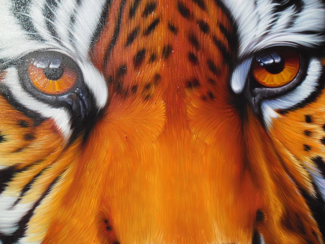 Tiger Painting Oil Painting on Canvas 100X100 Cm. Etsy